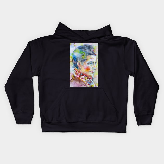 SIMONE DE BEAUVOIR - watercolor portrait Kids Hoodie by lautir